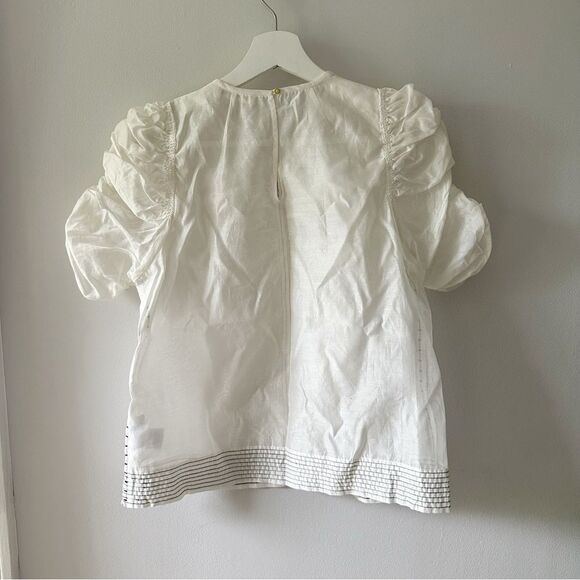 Ulla Johnson Celia Silk Blouse White Sheer - Picture 2 of 9